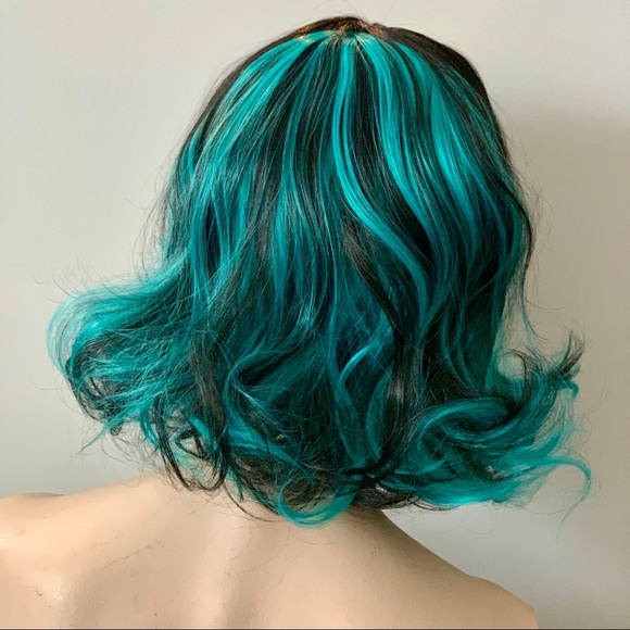Turquoise + Black Wig - Picture 3 of 4